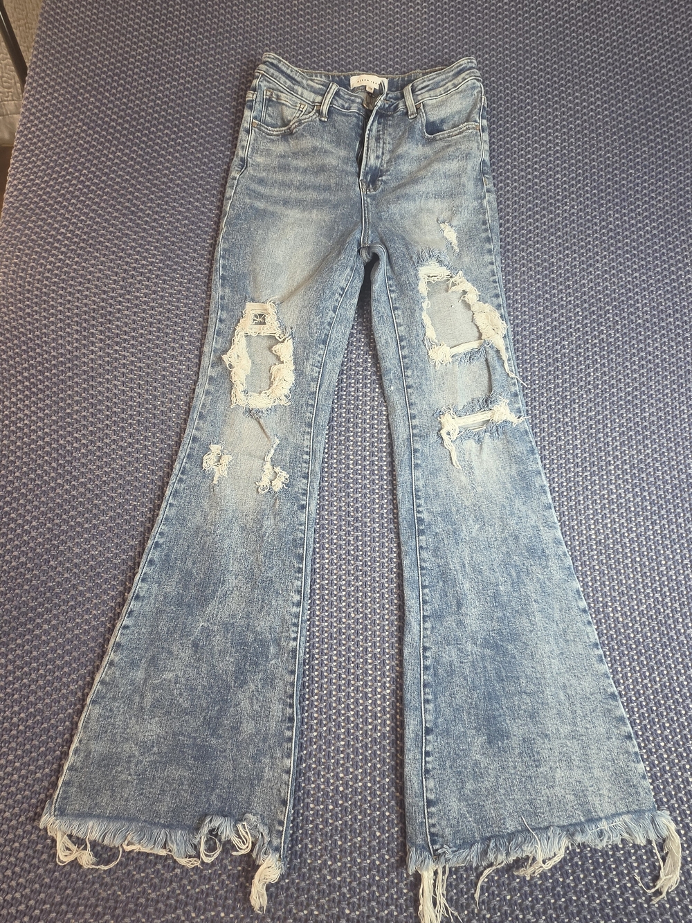Distressed Light Blue Flare Risen Jeans - Women's #0340